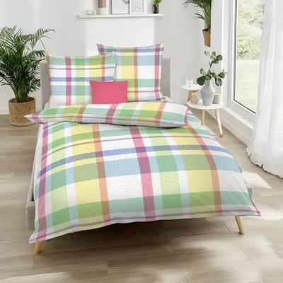 Produktbild von Traumschlaf Seersucker Bettwäsche Madras Karo bunt 135x200 cm + 80x80 cm