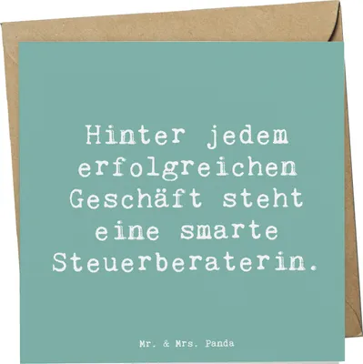 Produktbild von Mr. & Mrs. Panda Grußkarte Spruch Steuerberaterin Erfolg - Meeresbrise - Geschenk, Klappkarte, Handgefertigt, Beruf, Geschenke für Berufstätige, Steuerexpertin, mit Herz