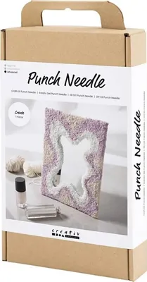 Image de Kit de bricolage Punch Needle Broderie - Cadre miroir, matériel et instructions inclus