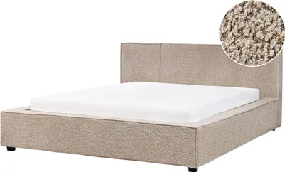 Obrázok produktu pre BELIANI Posteľ sivobéžová buklé čalúnenie 160 x 200 cm s čelom lamelový rošt moderný minimalistický štýl spálňa
