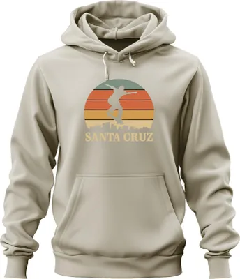 Produktbild von Santa Cruz Skateboard Skater Retro Sonnenuntergang Vintage Strand Uni Hoodie Kapuzenpullover, Natur, M