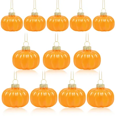 Gläserne Kürbis-Hängedekoration, 12 Stück, Herbstdeko