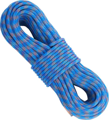 Obrázek produktu pro SucceBuy Dynamické horolezecké lano 10,2 mm, 70 m, pevnost 25 kN, elastické vlákno s ocelovou karabinou pro slaňování, záchranu a únik - modré