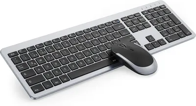 Produktbild von Tastatur Maus Set Kabellos, Ultra-Dünne Wiederaufladbare, Ergonomische mit Silikon Staubschutz für PC/Laptop/Smart TV, QWERTZ Layout