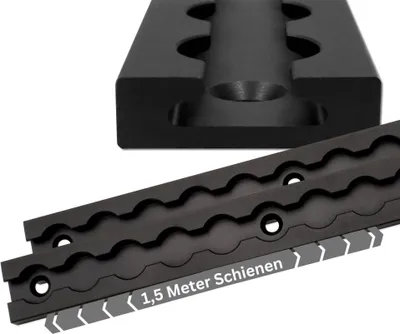 Produktbild von Airlineschiene robust eckig schwarz eloxiert, Alu Zurrschiene 2x 1,5 Meter, hohe Stabilität und Langlebigkeit, für Anhänger, PKW, LKW, Camper, Wohnmobil