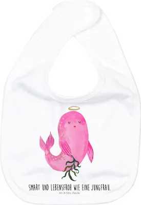 Produktbild von Mr. & Mrs. Panda Lätzchen Sternzeichen Jungfrau - Weiß - Geschenk, Meerjungfrau, Schlabberlätzchen, Für Babys, Sabberlätzchen, Jungfer, Geburtstag September