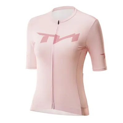 Produktbild von ROCKBROS TVI Damen Fahrradtrikot Kurzarm Komfort Atmungsaktiv Radtrikot mit 3 Taschen Outdoor Rosa EU gr. M