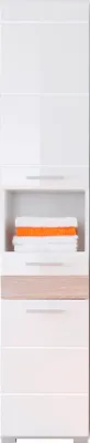 Obrázok produktu pre trendteam vysoká kúpeľňová skrinka Mezzo biela/biela vysoký lesk 37 x 182 x 31 cm