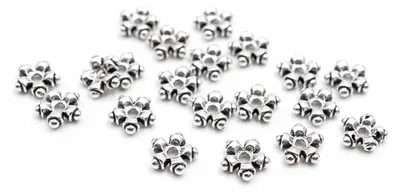 Produktbild von Vintageparts Zwischenperlen als Blume antik silberfarben Rondell 9 mm für Armbänder und Lederbänder, 20 Stück