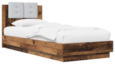 Image de vidaXL : Structure de lit avec tête de lit en bois de récupération et en panneaux de particules