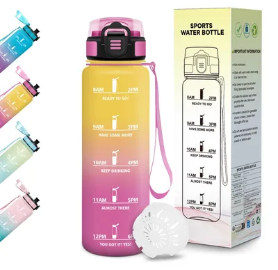 Produktbild von Trinkflasche 500ml BPA-frei, Auslaufsicher, Wasserflasche mit Zeitmarkierung