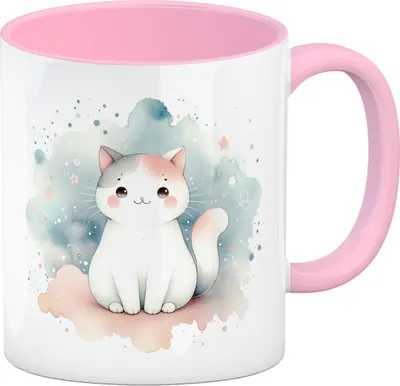 Produktbild von süße Katze Kaffeebecher in rosa