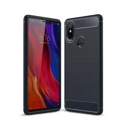 Immagine prodotto di Custodia in silicone blu effetto carbonio per Xiaomi Mi 8 SE, cover protettiva in TPU, bumper