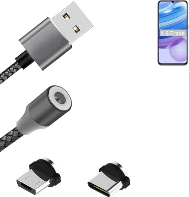 Produktbild von K-S-Trade Hochwertiges Magnet-Lade-kabel Sync-Kabel Daten-Kabel für Xiaomi Redmi 10X Pro mit USB-Typ-C-Anschluss und Micro-USB-Anschluss 2A bis zu