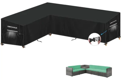 Immagine prodotto di Copertura impermeabile per mobili da giardino a forma di L, realizzata in tessuto Oxford 420D, dimensioni 230x300x95x80/60 cm