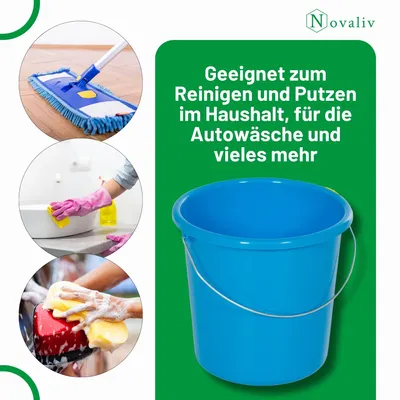Immagine prodotto di Novaliv 2 pezzi Secchio 5L Blu con bilancia - Secchio per pulizia 5 litri ⌀ 22,5 cm Pratico tuttofare con bilancia per la casa e il giardino ideale come secchio per la casa, secchio per l'acqua, secchio per mocio, secchio