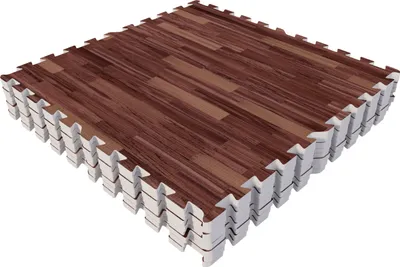 Produktbild von GORILLA SPORTS® Schutzmatten Set - 8 Matten, 60x60x1,2 cm, EVA Schaumstoff, rutschfeste, Holzoptik Dunkel - Bodenmatte, Bodenschutzmatten Fitness, Puzzlematten, Unterlegmatte, Trainingsmatten