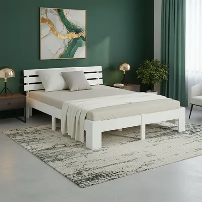 Produktbild von Homestyle4u Holzbett 140x200 Doppelbett mit Lattenrost Weiss Kiefer Massivholz