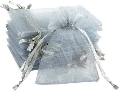 Produktbild von Silbergrau Organza-Beutel - 7 x 9 cm - 120 Stück