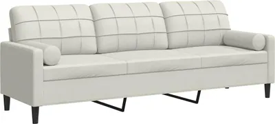 Produktbild von vidaXL Sofa 3-Sitzer mit Zierkissen Creme 210 cm Samt