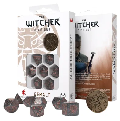 Imagen del producto de Q Workshop, dados de "The Witcher: Geralt - Precio de la Neutralidad", set de 7 unidades. Talla única