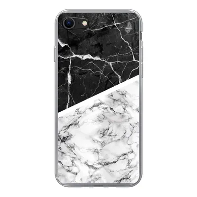 Produktbild von MuchoWow® Handyhülle Schutzhülle Hülle für iPhone SE 2022 Marmor - Schwarz - Weiß Silikon Softcase Handy Hülle - Schutzhülle