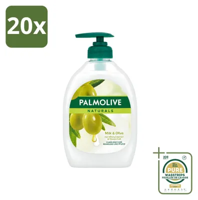 Productafbeelding van 20 x Palmolive Naturals handzeep Melk & Olijf - 500 ml - Voorraadverpakking - 20 stuks