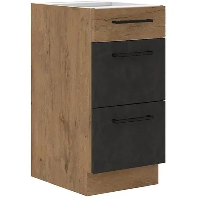 Immagine prodotto di Mobile base da cucina con cassetti, 3 cassetti, rovere Lancelot e grigio Matera, 40 x 82 x 52 cm