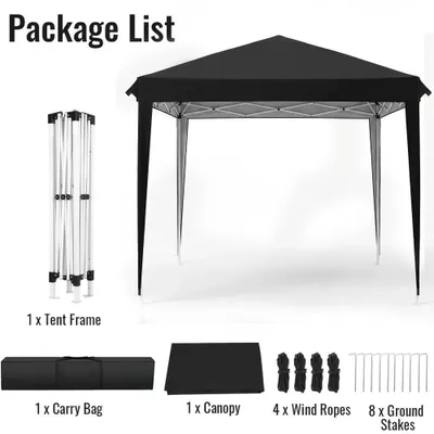 Immagine prodotto di Padiglione pieghevole 3x3 metri - Tenda pop-up per feste - Impermeabile, protezione UV 420D Oxford - Struttura in acciaio - Borsa per il trasporto - Colore: nero