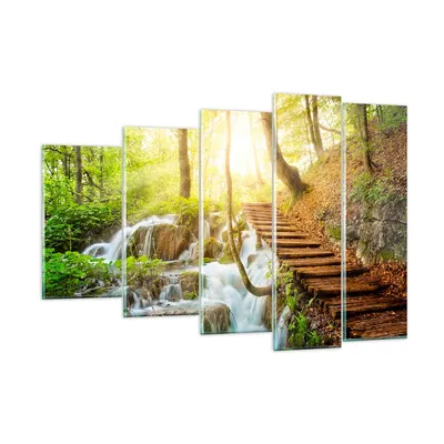 Produktbild von Bilder auf glas - Park Wasserfall Wasser - 150x100cm - Glasbilder - Wandbilder - Kunstdruck - zum Aufhängen bereit - Wanddekoration aus Glas - Glas Bilder - Wandbild auf Glas - GEG150x100-3639