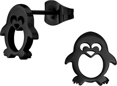 Produktbild von Ohrringe Ohrstecker 316L Chirurgenstahl Pinguin in verschiedenen Farben Farbe - Schwarz