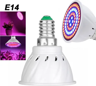 Produktbild von E14 80LEDs,7W 2 Stück Pflanzenlampe,LED-Pflanzenwachstums-Glühbirne,Grow light(Rot,Blau,Grün,UV,IR),Zimmerpflanzen Gemüse Blumen Wachstumslampe