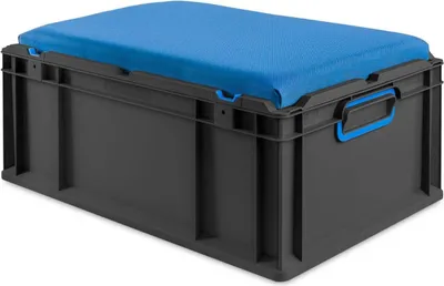Produktbild von Eurobox NextGen Seat Box Blau | HxBxT 26,5x40x60cm | 44 Liter | Griffe geschlossen | Schwarz | Eurobehälter, Sitzbox, Transportbox, Transportbehälter, Stapelbehälter