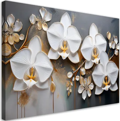 Produktbild von Leinwandbild Orchidee Weiße Blume Abstraktion 90x60 Feeby Weiß bild für die wand bereit zum aufhängen