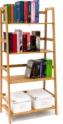 Obrázek produktu pro relaxdays 10019199_0 relaxdays Bambus Bücherregal braun 4 Fachböden