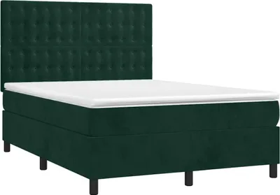 Produktbild von vidaXL Boxspringbett mit Matratze Dunkelgrün 140x200 cm Samt