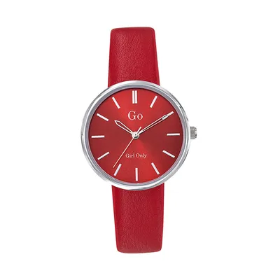 Produktbild von Girl Only Leder Damen Uhr Analog Quarzuhr Armband rot GO D2UGO699315