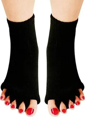 Produktbild von 3 Paar Zehentrennersocken, Baumwollsocken zur Fußausrichtung für Damen, Yoga-Sport-Fitnessstudio-Massagesocken zur Schmerzlinderung, bequeme Happy Feet-Socken, Hammerzehensocken für Herren
