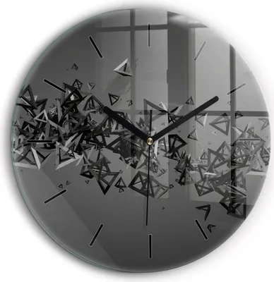 Produktbild von Wallfluent Große Wanduhr – Stilles Quarzuhrwerk - Uhr Dekoration Wohnzimmer Schlafzimmer Küche - Zifferblatt mit Striche - schwarze Zeiger - 60 cm - Dunkle Abstraktion