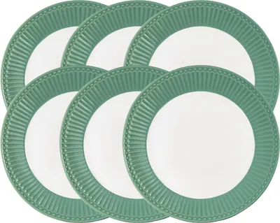 Produktbild von Greengate Alice Frühstücksteller dusty green 23 cm Set6
