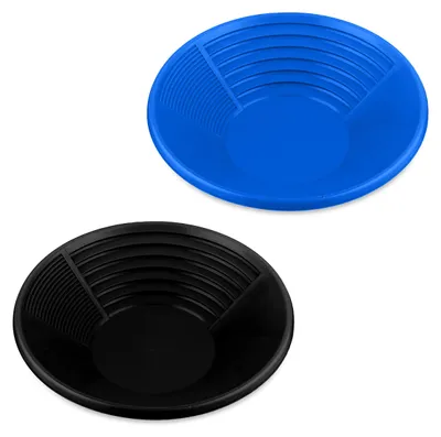 Obrázok produktu pre Relaxdays miska na rýžovanie zlata, sada 2 ks, rýžovanie zlata, VxŠ: 8x38 cm, plast, miska s 3 zónami, miska na rýžovanie zlata, čierna/modrá