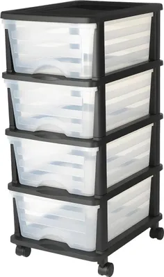 Zdjęcie produktu dla Kontenerek szuflady plastikowe na kółkach 4 szuflady organizer biuro