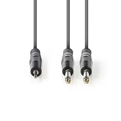 Produktbild von Nedis Stereo-Audiokabel - 2x 6.35 mm Stecker - 3.5 mm Stecker - Vernickelt - 5.00 m - Rund - Dunkelgrau - Kartonhülle