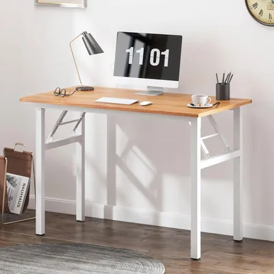 Immagine prodotto di Tavolo pieghevole per computer 100x60x75 cm scrivania teak & bianco