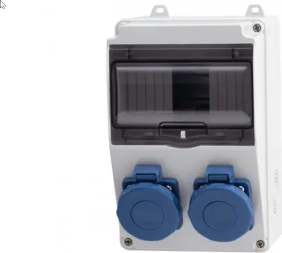 Produktbild von IP65 Stromverteiler Wandverteiler Steckdosen verdrahtet IP65 Modulen Anzahl -7 2x230V