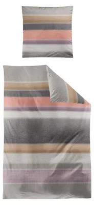 Produktbild von Smail Flanell Bettwäsche - Streifen 155 x 220 cm rot gestreift, grau rot