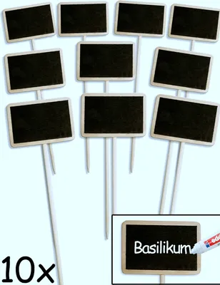 Produktbild von HOMETOOLS.EU® - 10x Klassische Holz Pflanz-Schilder | Beet Balkon Kräuter-Garten Blumen-Kübel | Landhaus | beschreibbar, 25cm, 10er Set