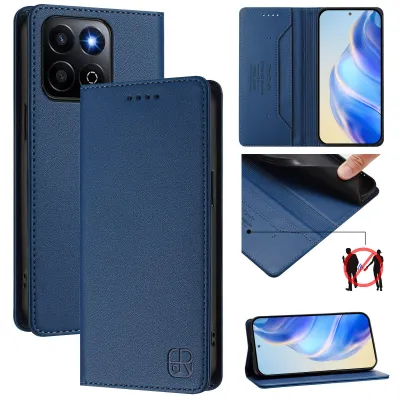Image de Etui en cuir pour Honor 400 Smart, étui à rabat avec fentes pour cartes, portefeuille et support Bleu