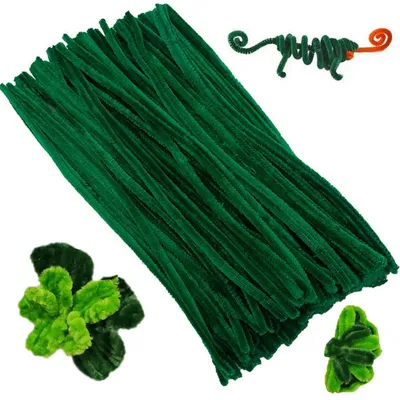 Obrázok produktu pre Čistiace drôtiky na fajky, materiál: chenille, dĺžka: 30 cm, farba: tmavozelená, balenie: 100 kusov