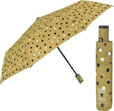 Image de Mini-parapluie femme Perletti Technology à pois / jaune, 21780